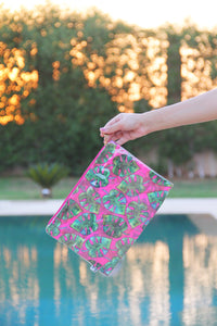 Pink leaves pouch- medium