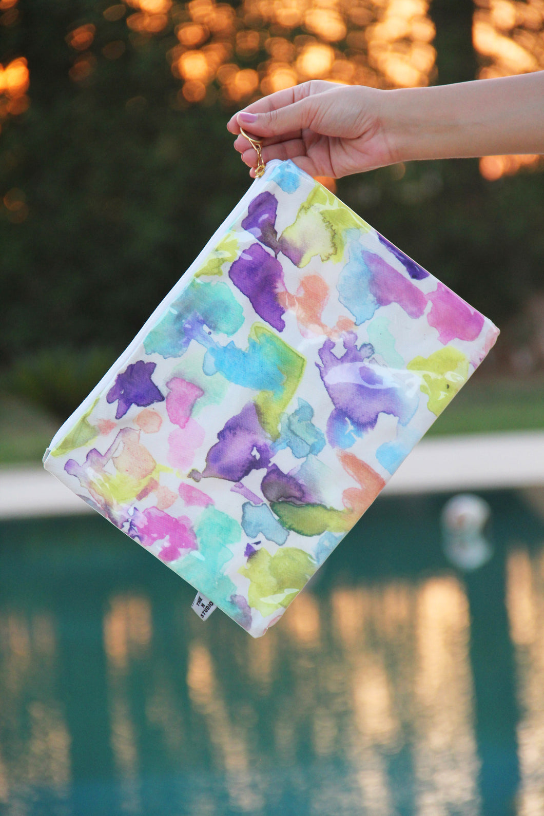 Watercolors purple pouch- small